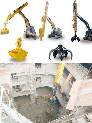 Telescopic Excavator with Clamshell Bucket Telescopic Boom για γάτες hitachi komatsu